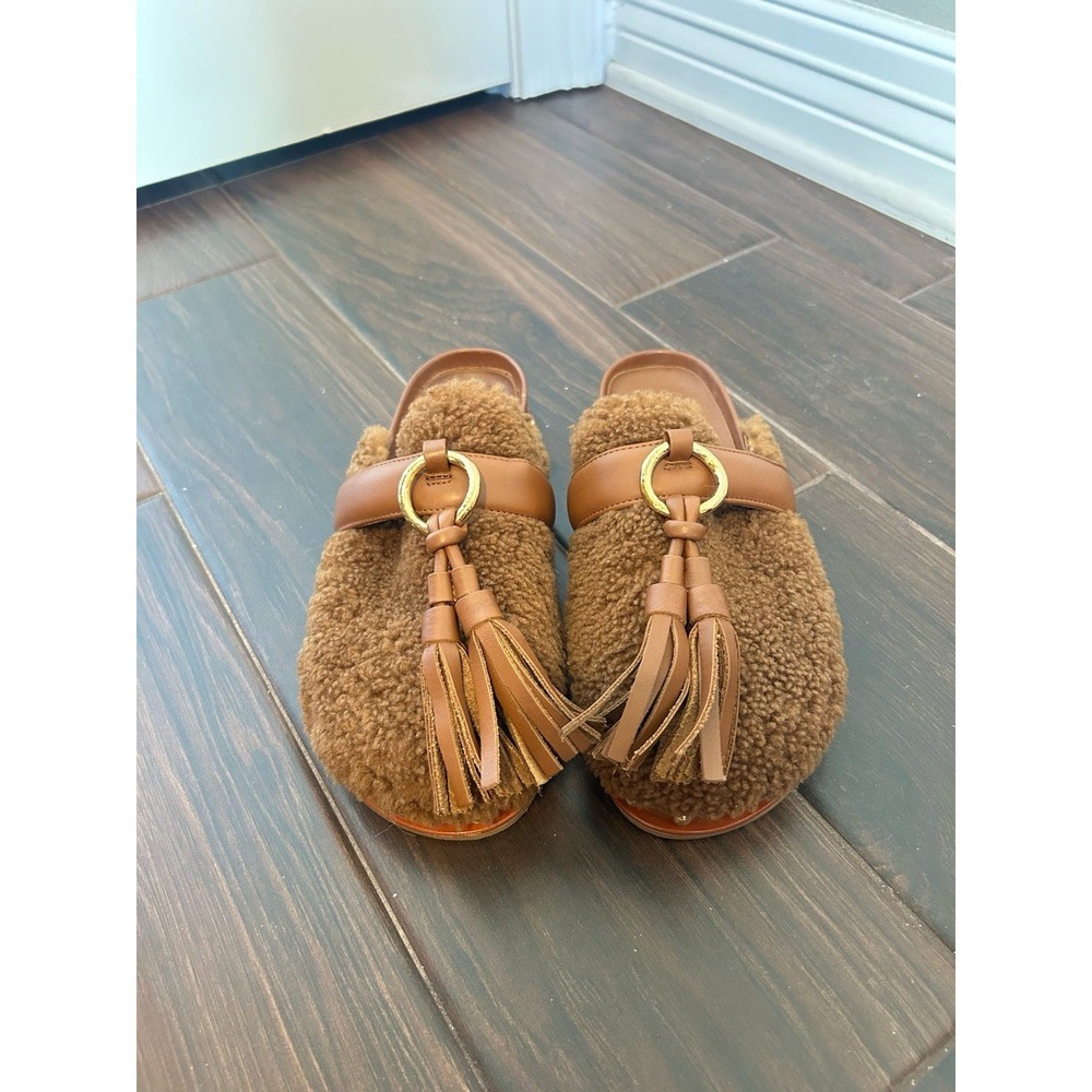 Ulla Johnson Shearling Brown‎ Slides Sz 37